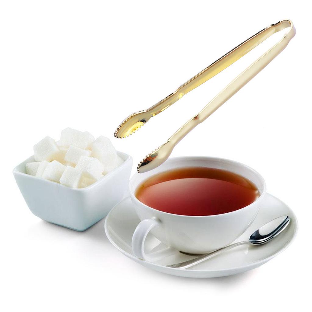 4Pcs Gold Plated Mini Serving Sugar Cube Tongs Stainless Steel Ice Tongs Ideal for Party Tea Coffee Bar Home Supplies