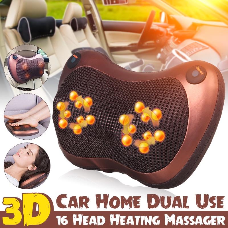 DC 12V Electric Massage Pillow Electric Shoulder Back Heating Kneading Infrared Therapy Pillow Shiatsu