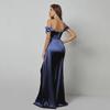 One-Shoulder Solid Color Evening Dress with Slit and Fishtail Skirt
