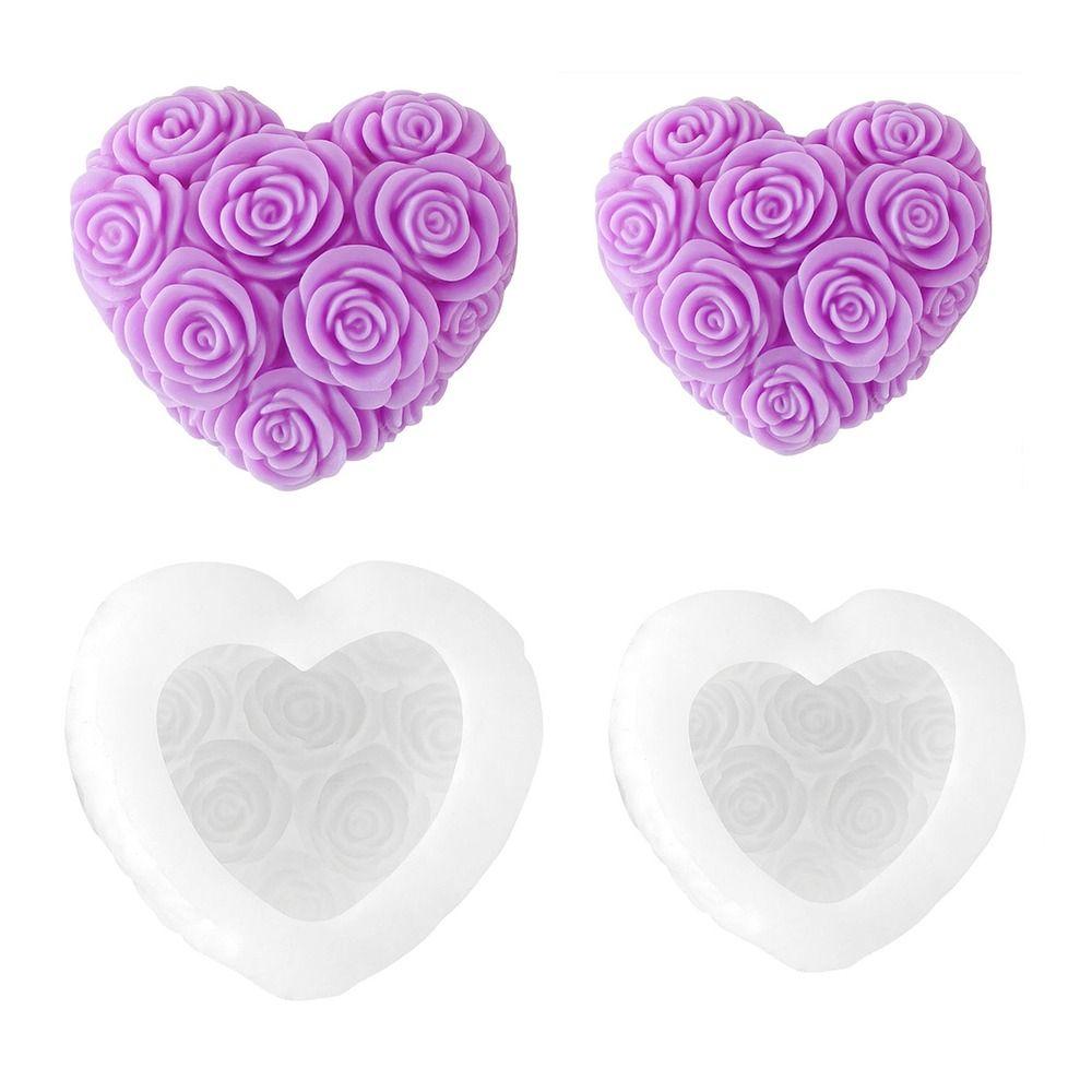 3D Aromatherapy Candle Mold Heart Shape Rose Resin Mold New Plaster Mold  Home Decor