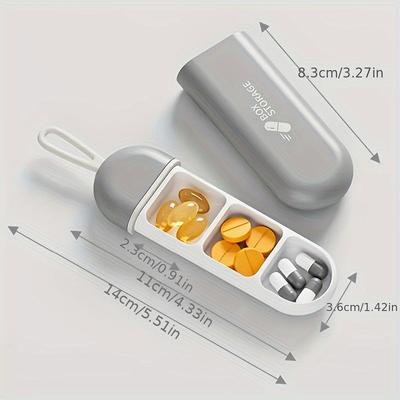 Mini Portable Small Pill Box, Carry-on Pill Box Three Compartment Organizer Boxes Travel Pill Drug Dispenser Boxes