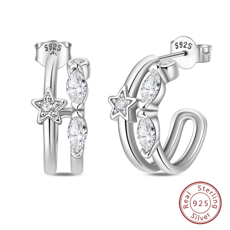 Inlaid Zircon Earrings 925 Silver Minimalist Butterfly Dragonfly Cute Claw Hoop Earrings Women Exquisite Party Jewelry