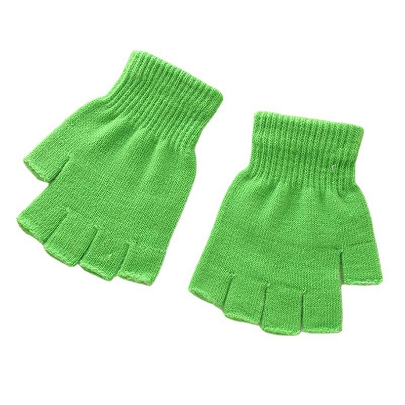 1Pair Short Half Finger Gloves Unisex Knitted Elastic Warm Wrist Glove Solid Color Winter Soft Guantes Cycling Accessories