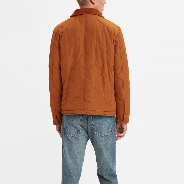 Levis Warm Solid Color Polo Collar Cotton Jacket Men Jacket Orange A0279-0000