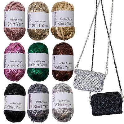 100g/Roll Metallic Cloth Fabric Yarn DIY Bag Shoes Flat Imitation Leather Thread Knitting Crocheting
