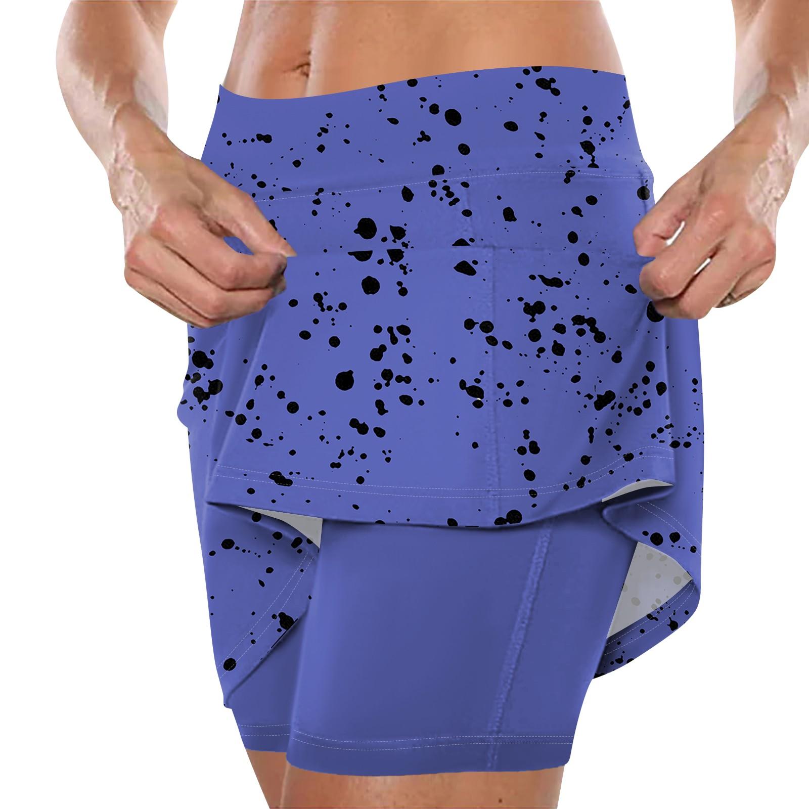 

Женская юбка, эластичные брюки-кюлоты для йоги для женщин, спортивные шорты с принтом, легкие узкие однотонные бегуны с высокой талией L синий