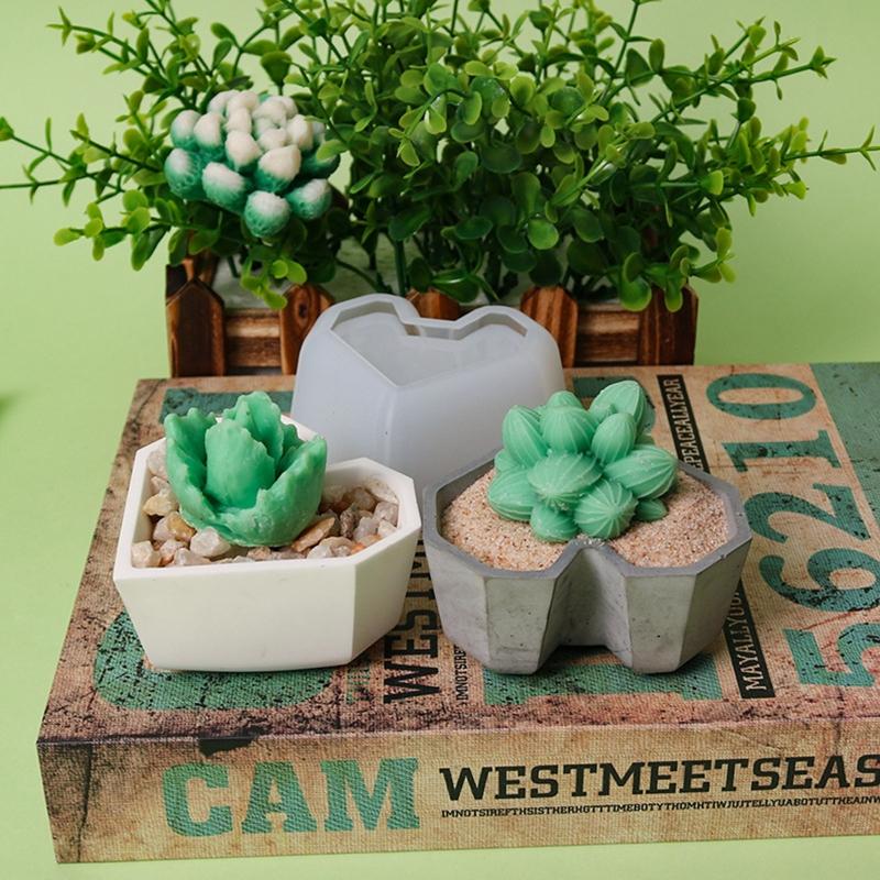 Maceta de flores, Molde de resina de silicona, molde de fundición de resina epoxi, florero suculento, molde de cemento, portavelas, molde de cera