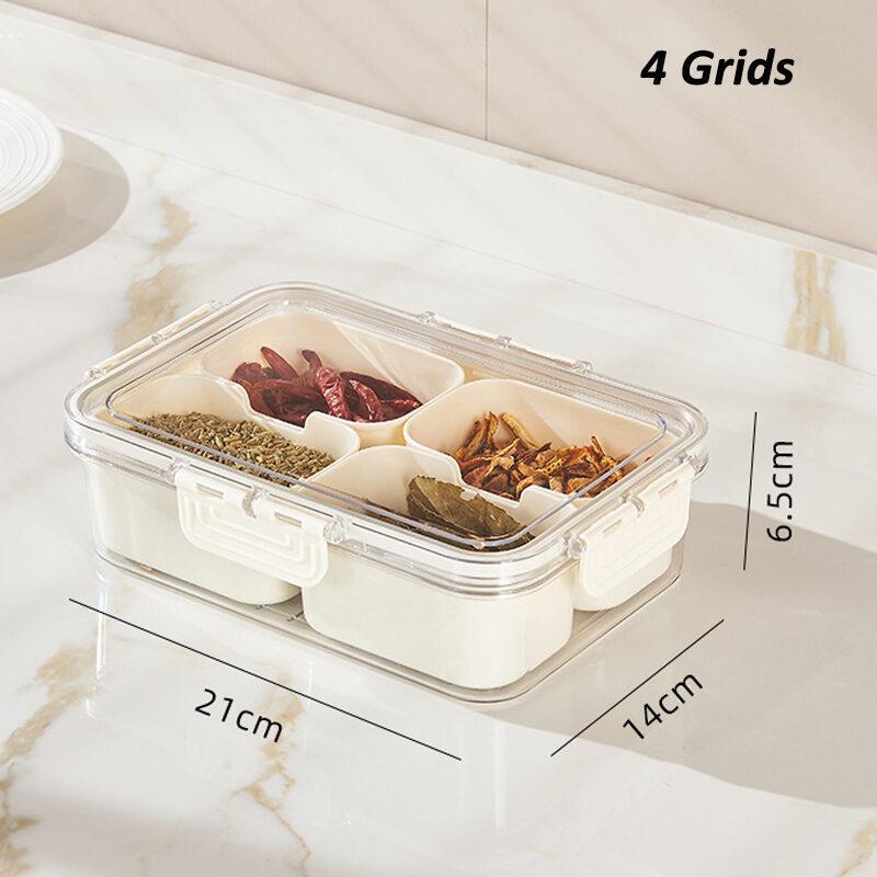 

Кухонный контейнер для хранения приправ, коробка для специй с 4/8 отделениями, разделенный сервировочный поднос с крышками для хранения конфет, орехов, печенья, фруктов, закусок