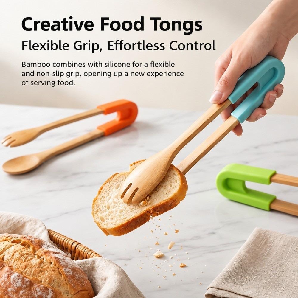 Bamboo Salad Serving Tong Multi Color Option Grill Tongs New Food Tongs Barbecue Cooking