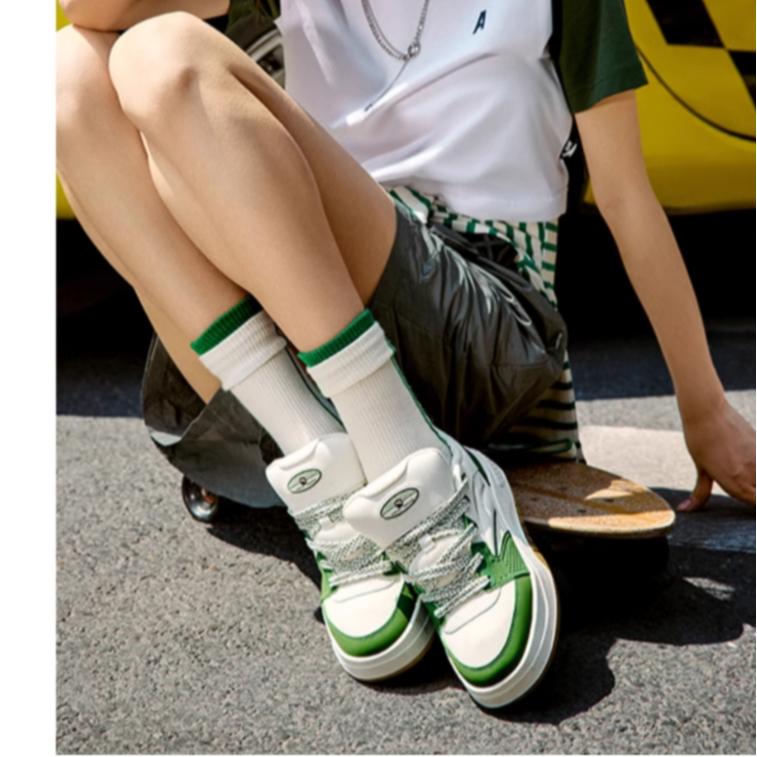 Anta Aoyou Trendy Casual Non-Slip Wear-Resistant Low-Top Skate Shoes Women sneaker White Green 922438012-2