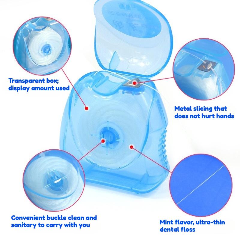 Dental 50m Roll Flosser Portable Toothpick Oral Hygiene Cleaning High Tension Floss Practical Health Mouth