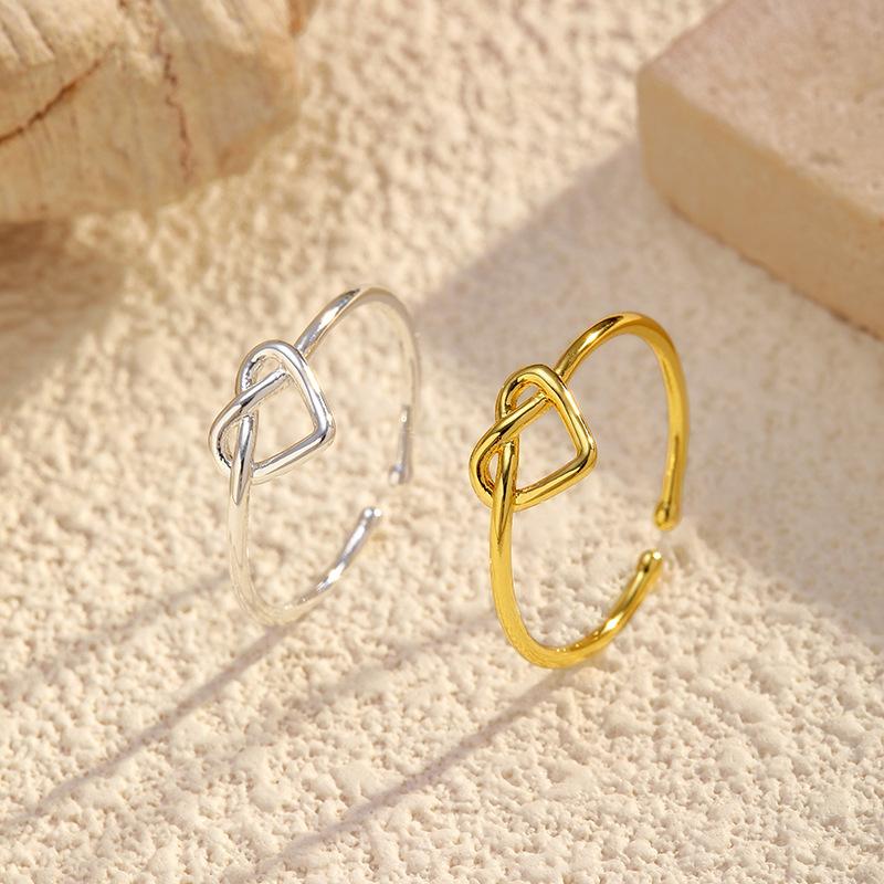 Simple Hollow Love Opening Adjustable Ring High Sense European and American Non-fading Tail Ring Jewelry Women's Jewelry