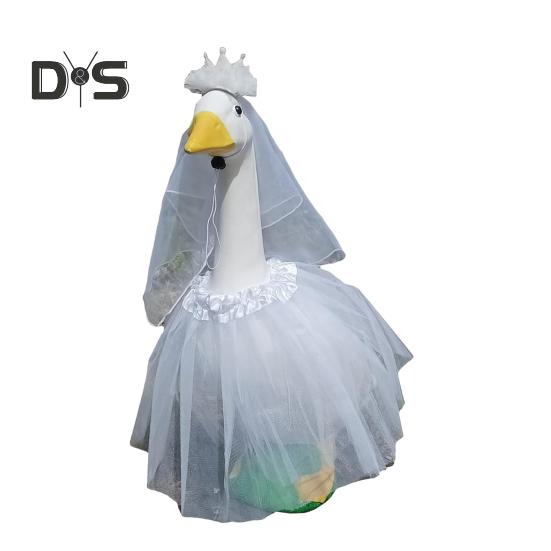 White Wedding Porch Goose Clothes Easy to Wear Festival Goose Attire Garden Decor Porch Goose Outfit