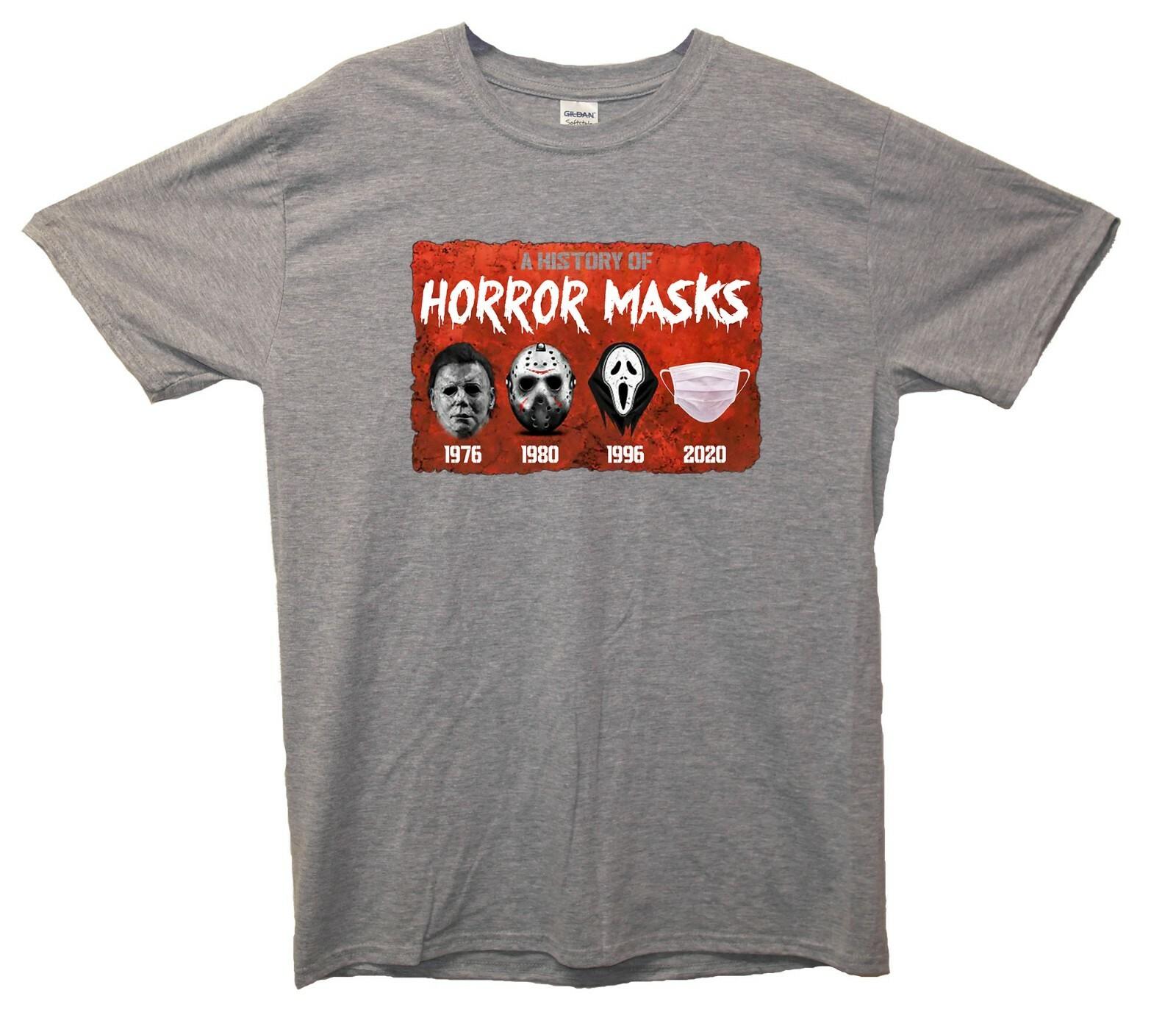 History Of Horror Masks Printed T-Shirt Funny, Horror, Halloween S разноцветный