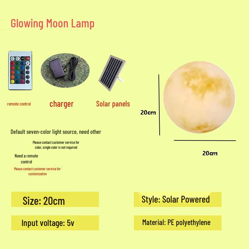 Solar-Powered Moon Lamp for Garden and Yard - Waterproof Decorative Outdoor Light