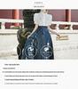 Chinese Style Embroidered Hanfu: Short-Sleeved Top & Gradient Dark Green Horse-Face Skirt Set