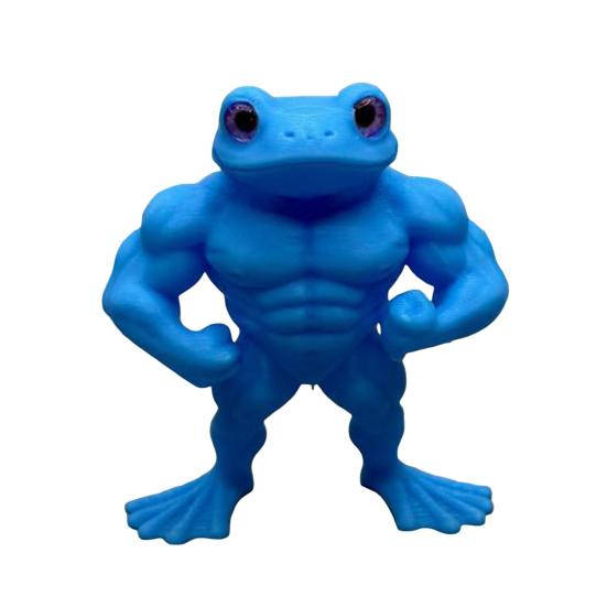 

3D Printed Muscle Frog Statue Pla Standing Frog Figurine Home Office Desktop