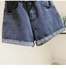 Women's Petite High-Waist Denim Shorts - Loose Fit, Versatile A-Line with Rolled Hem