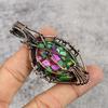 Multi Copper Turquoise & Rainbow Moonstone Pendant Gemstone Jewelry, 999 Copper Wire Wrapped Handmade Pendant, Latest Design Jewelry