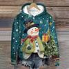 Women's Fashion Long Sleeve Christmas Print Loose Hooded Sweatshirt Top