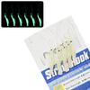 6 Pack Glow in Dark Saltwater Shrimp String Hooks 5 Hooks High Visibility Pre-Rigged 1-6 Mixed Sizes Fishing Lure Bait Tackle Kit