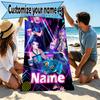 Custom Name Personalized KPop Demon Hunters Print Beach Towel, for Trip Camping Beach Party Home Decor, Birthday Gift for Family & Friends