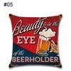 Linen 18" Cotton Pillow Case Vintage Beer Wine Bottle Sofa Throw Cover Cushion