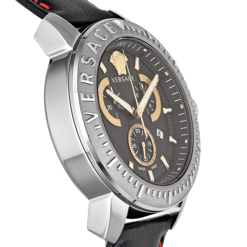 Pánské hodinky Versace, nový chronograf, černý ciferník, nerezová ocel, safírové sklo, quartz, 45 mm, švýcarské hodinky VE2E00121 [Položka]