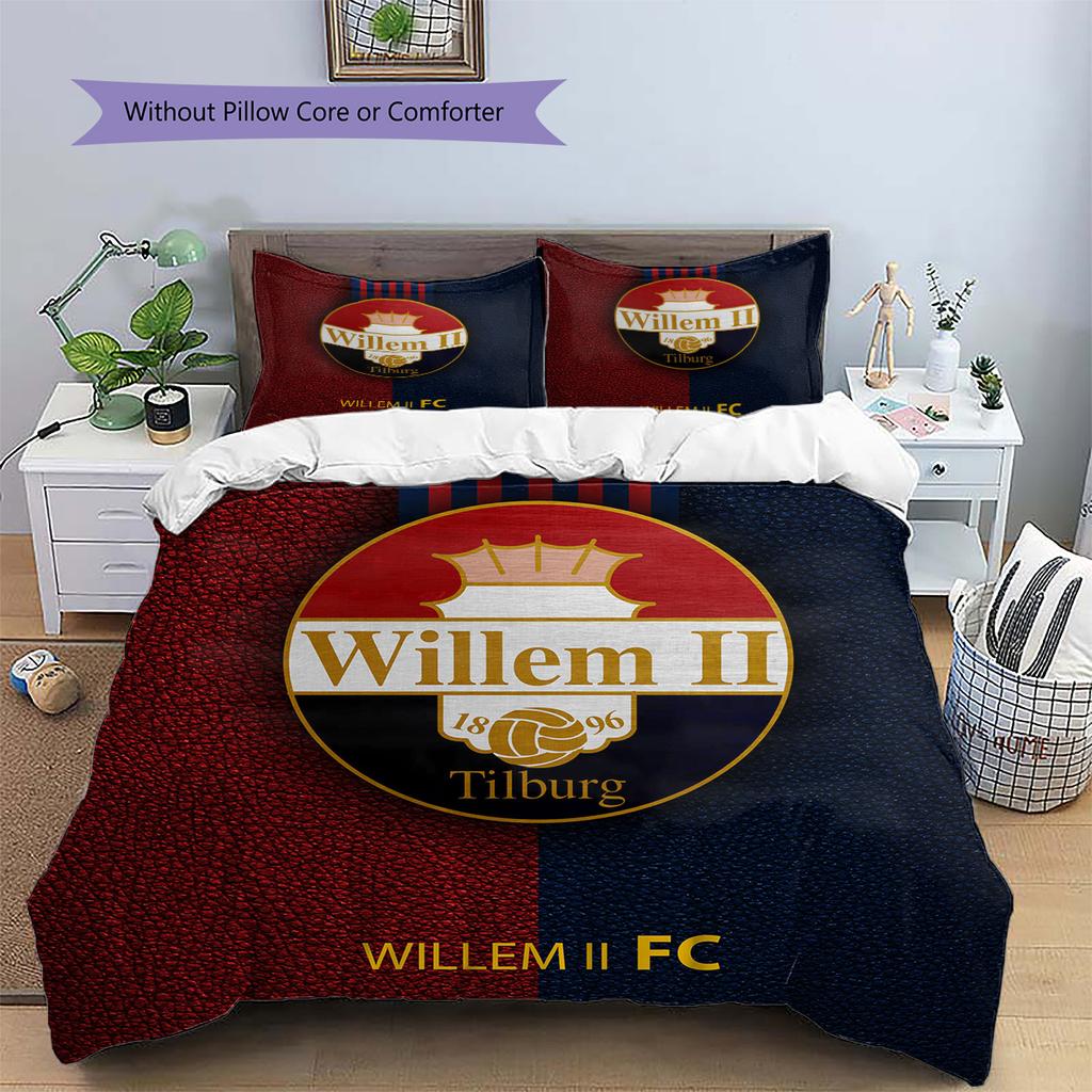 Willem II Tilburg Vzorované povlečení Sada prošívaných přikrývek Domácí dekorace Dárek (1 * povlak na peřinu + 2 * povlak na polštář bez jádra)