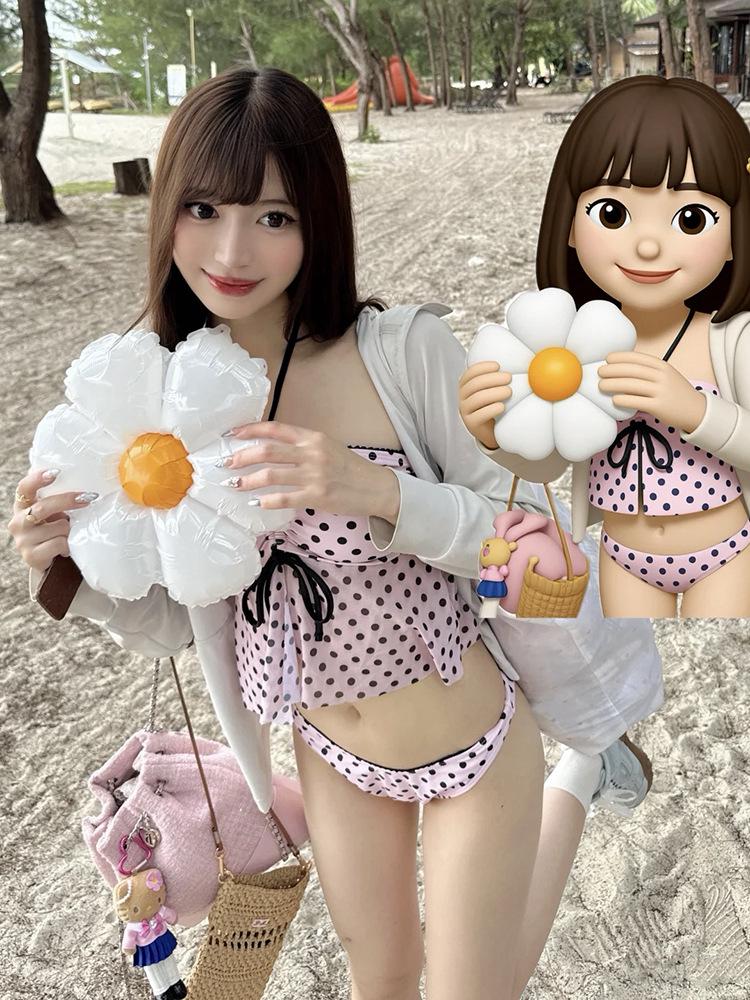 Women's Korean-Style High-Waisted One-Shoulder Halter Backless Slimming Bikini Swimsuit