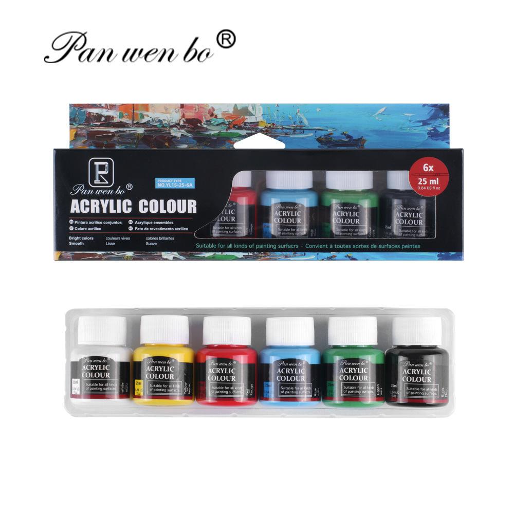 6/12-color Acrylic Pigment Set 25ml Glass Textile Advertising Gouache Watercolor Oil Paint