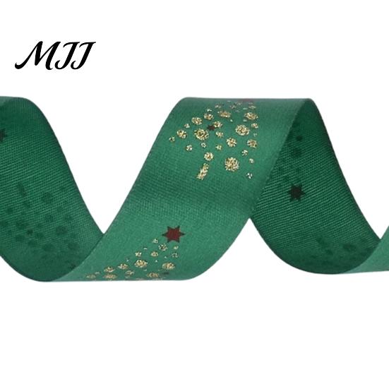 Fabric Ribbon for Party Decor Christmas Ribbon, Glitter Star & Tree Decorative Red Handmade Floral Arrangement Green Holiday Gift Wrapping,
