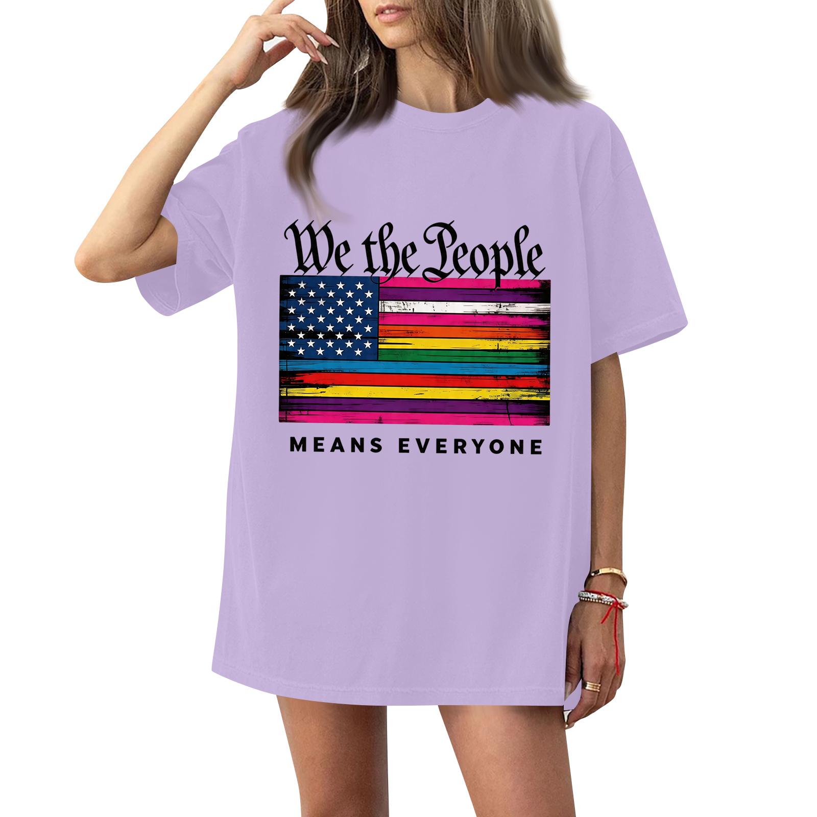 

Women s Fashion Casual Printed Short Sleeve Round Neck Pullover Tops S фіолетовий