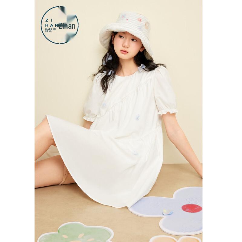 ZIHAN Floral Puff Sleeve A-line Dress M