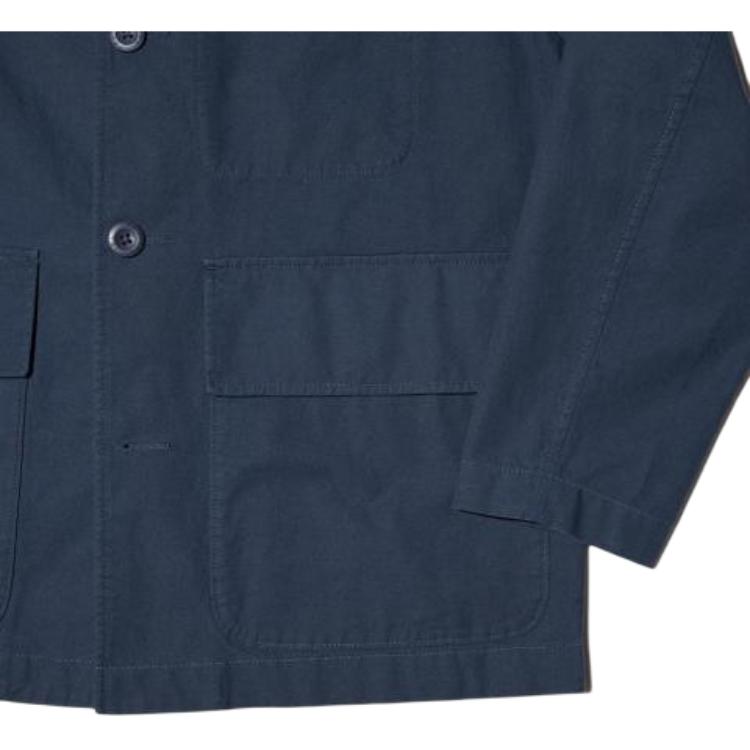 UNIQLO Solid Textured Single-Breasted Lapel Jacket Men jackets Dark-Blue 467024-68