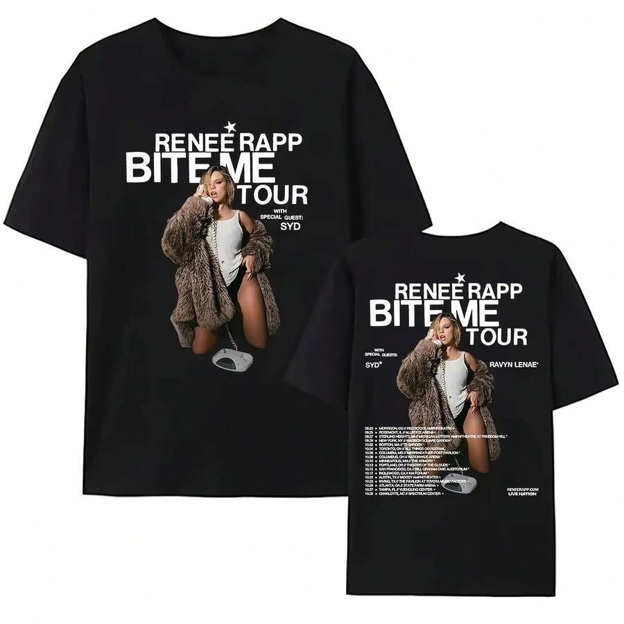 

Reneé Rapp Bite Me Tour 2026 TShirt Summer Short Sleeve Unisex Tshirts Singer Graphic Printing T Shirt ONeck Fashion Women Tee 4XL