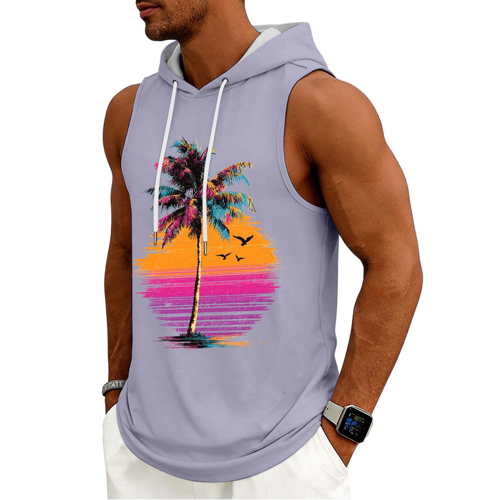 

Men s Tank Top Gym Sleeveless Hoodie Shirt Washed Sports Muscle Shirts Fitness Vest With Hood S