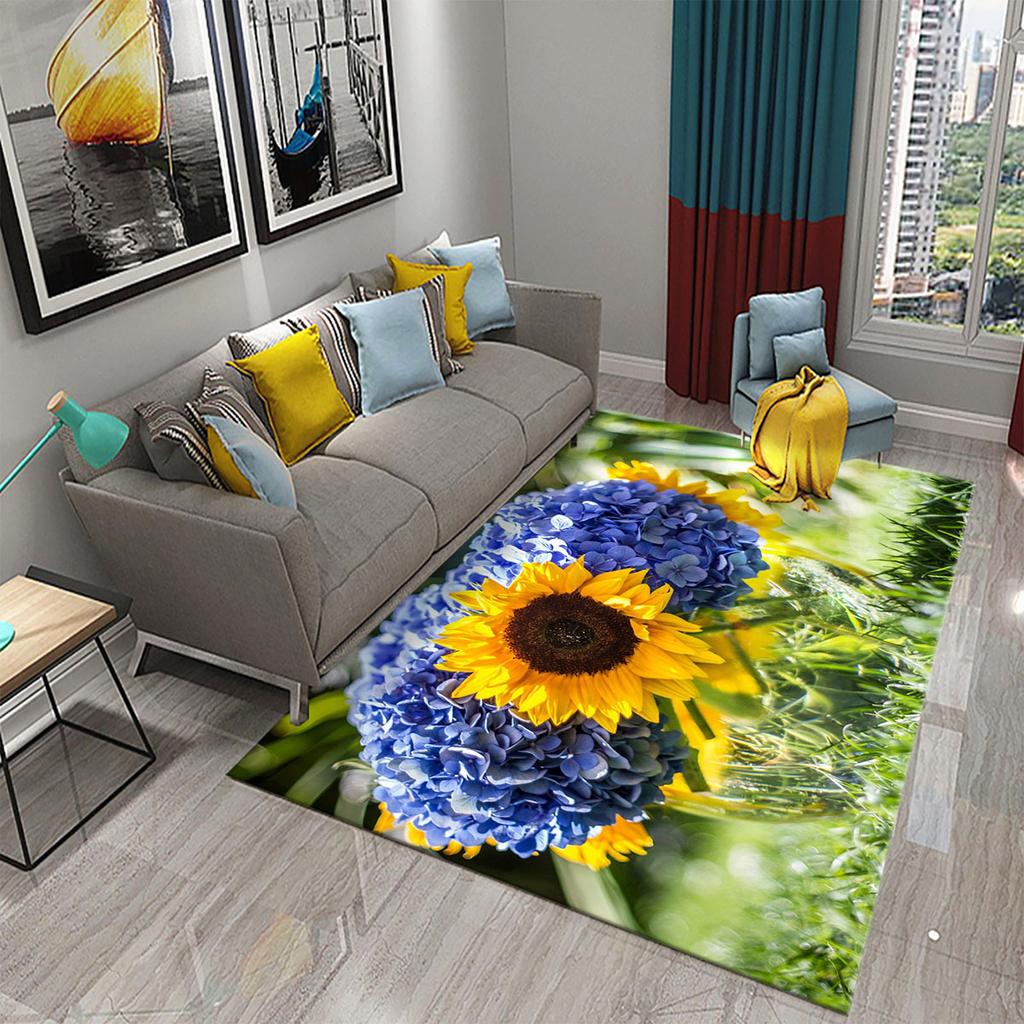 3D bunter frischer Blumen Teppich für Küchenteppich mit romantischem floralem Wohnzimmer Badezimmer Boden Teppich Mädchen Schlafzimmer Teppich Dekoration