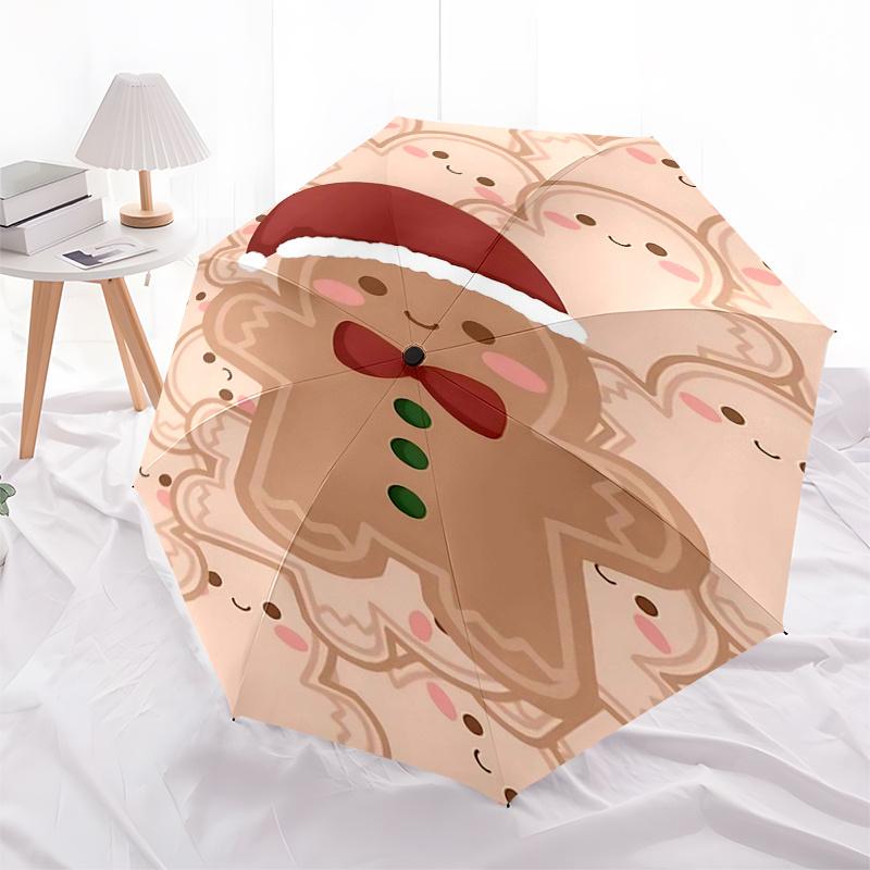 Reiseregenschirm im Lebkuchenmann-Design - 8 Rippen, Automatisches Öffnen und Schließen, Tragbares faltbares Design, Kompakter und stilvoller Regenschirm Geeignet