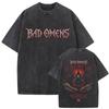 Camiseta Vintage Lavada Banda de Rock Bad Omens Do You Feel Love 2025 Gira Europea Hombres Mujeres Casual Camisetas Oversize Ropa Urbana Masculina