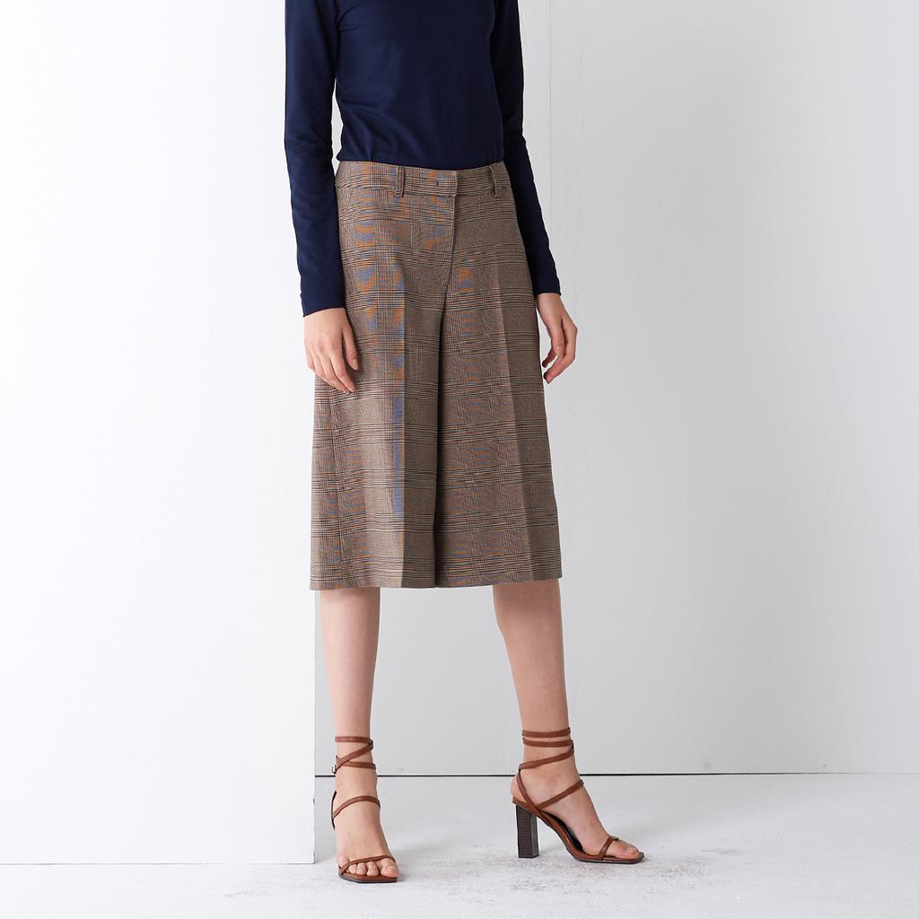 PINBLACK Check Midi Wide Pants Brown