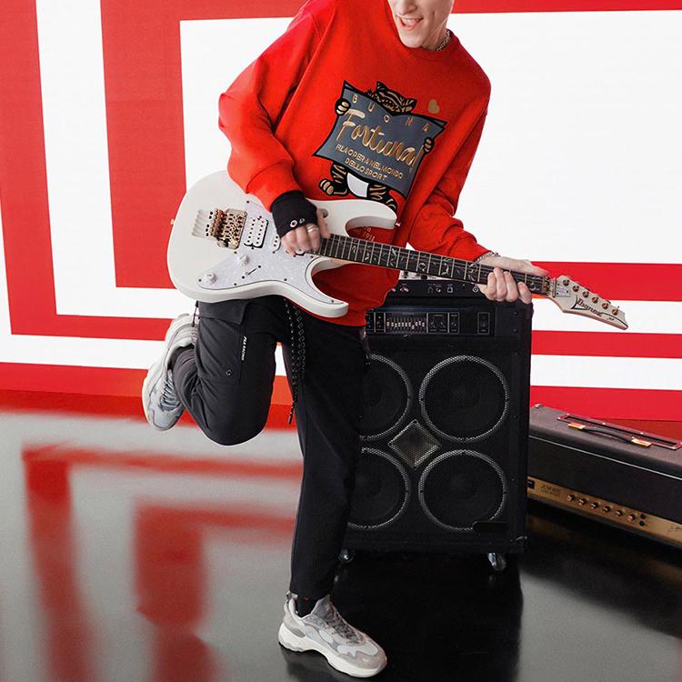 Fila Year Of The Tiger Collection Fun Pattern Sports Knit Pullover Letter Round Neck Sweatshirt Unisex Sweatshirt Legendary-Red F11U219203F-RD