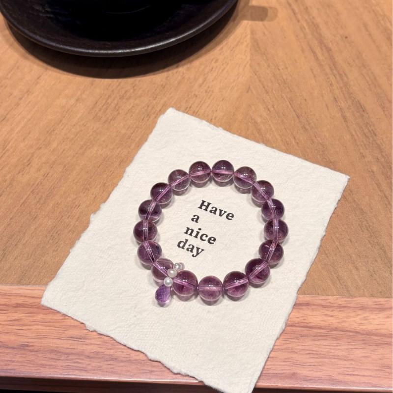 Natural Bolivia Amethyst Beaded Bracelet Elegant Womens Fashion Jewelry