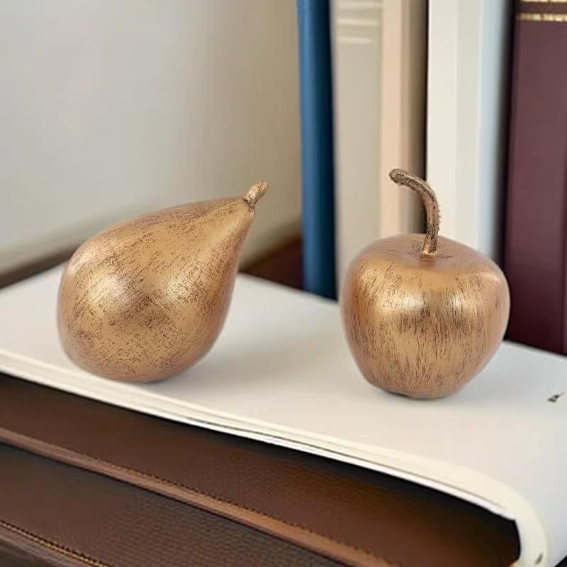 Golden Apple Resin Handicrafts Simulated Fruits Bronze-colored Pears Set Pieces Photography Living Room Decorative Accessories