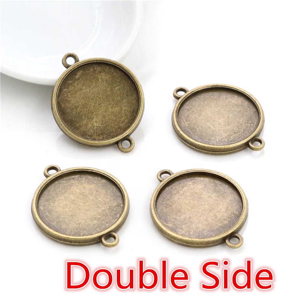 10pcs 20mm Inner Size Classic 5 Colors Plated One Sided Double Hanging Simple Style Cabochon Base Setting Charms Pendant
