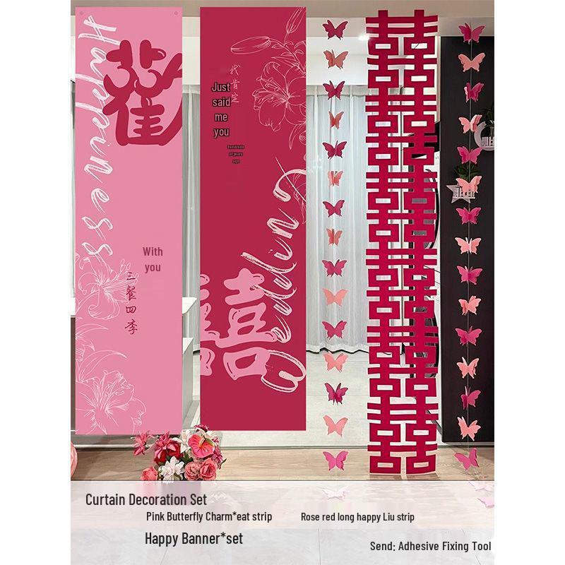 Wedding Decor Set: Morning Robes & Backdrop Cloth for Bride & Groom