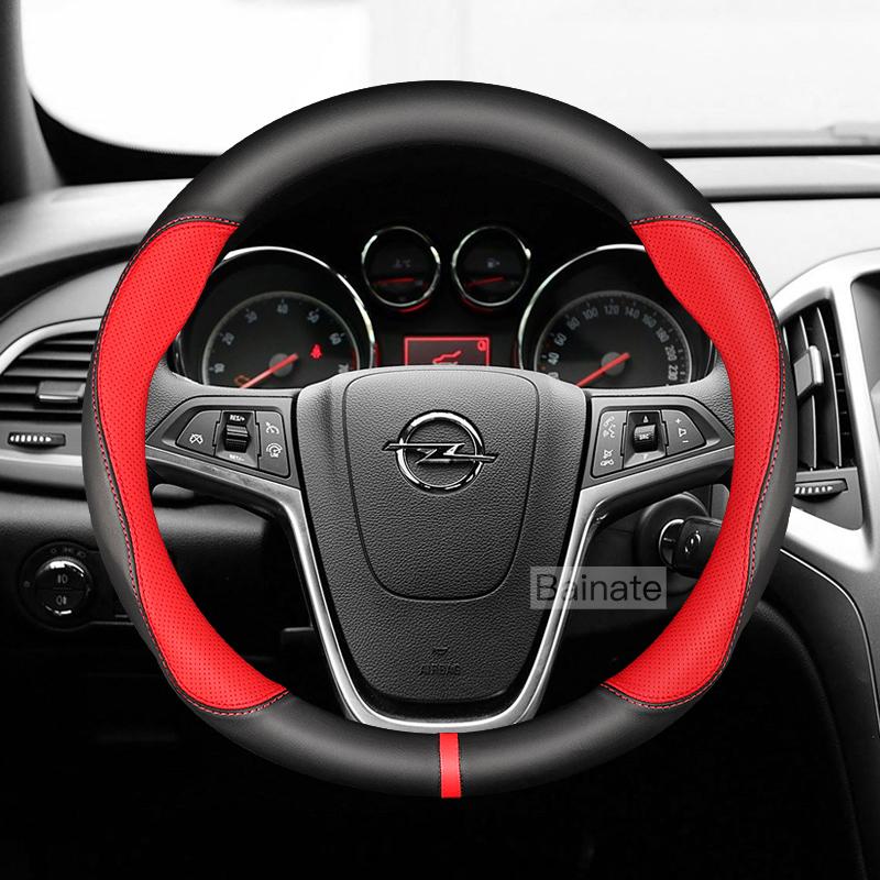 For Opel OPC ASTRA CORSA INSIGNIA MOKKA VECTRA GTC Tigra Carbon fiber Leather Car Steering Wheel Cover 37-38cm Auto Accessories