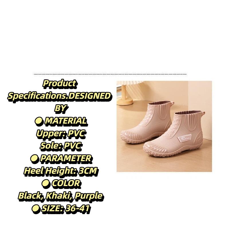 Female Waterproof Anti Slip Wear Resistant Midsole Rain Boots Work Rubber Shoes