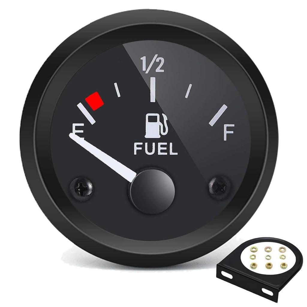 12V Fuel Level Gauge, Fuel Tank Meter | 2" (52mm) 240-33ohm Universal E-1/2-F Pointer Meter for Car Boat RV Yacht Motorcycle