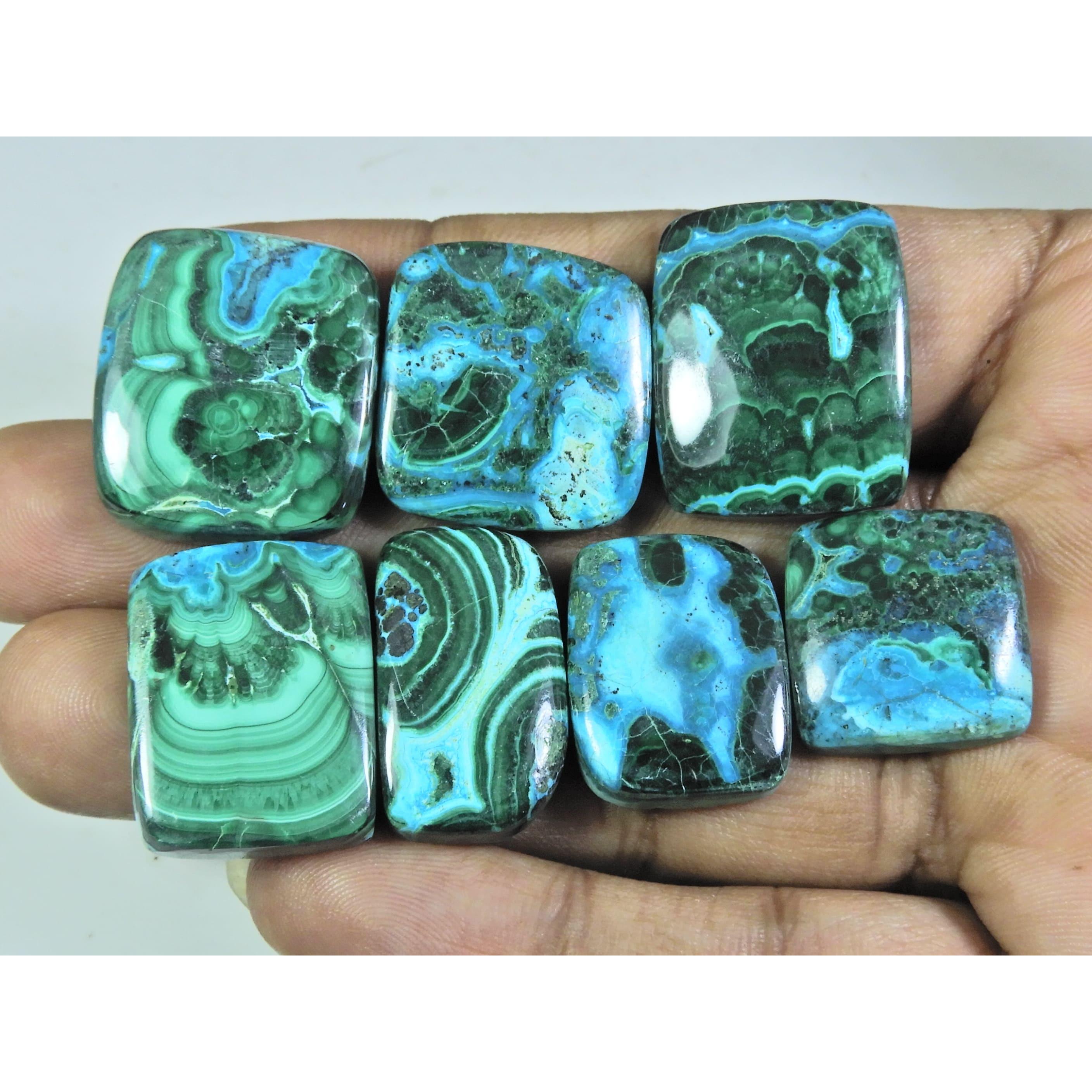 

19-25MM Natural Chrysocolla Malachite Octagon Cabochon Gemstone 07 Pcs Lot C-163